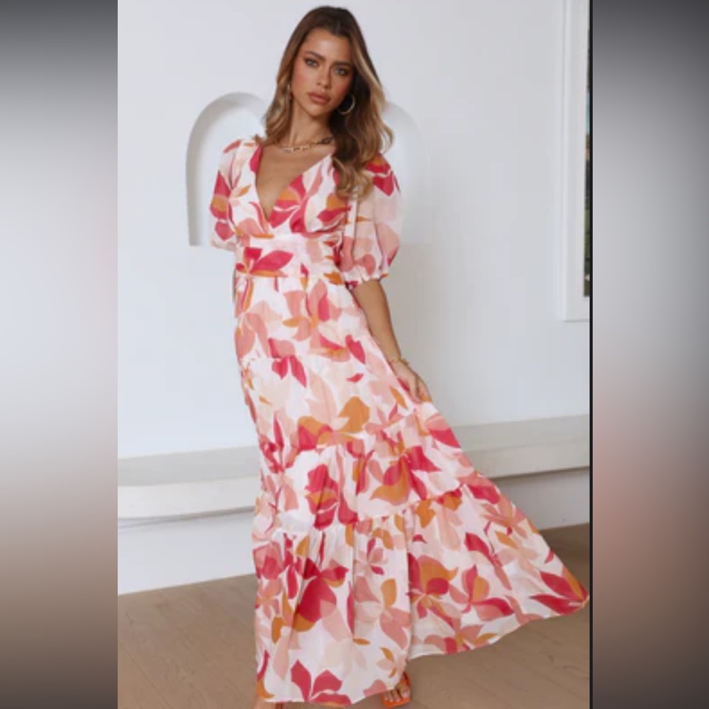 She Is Style Maxi Dress Red - S